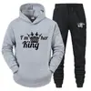 Conjunto de dos piezas de pantalón de chándal con estampado y forro polar para hombre y mujer, conjunto deportivo informal europeo y americano para imprimir logo