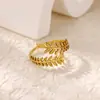 Anillo de Espiga de Trigo para Mujer, Diseño de Hoja con Circonita Súper Brillante, Ajustable, Diseño Único, Anillo de Moda para Mujer Estilo Ins