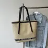 Bolsa de Lona Personalizada Moda Cor Contrastante Estampada com Letra Bolsa Feminina Grande Capacidade Mais Fácil de Combinar Bolsa Tote Casual Bolsa de Ombro