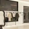 Estante de Exhibición de Acero Inoxidable Montado en la Pared para Tienda de Ropa, Colgador de Ropa para Tienda de Ropa de Hombre y Mujer, Estante de Exhibición Negro de Pie