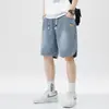 Pantalones cortos de mezclilla americanos vintage con estampado de cielo estrellado para hombre, verano, finos, holgados, adelgazantes, diseño de alta costura, pantalones capri, modernos
