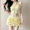 Traje de Baño de Dos Piezas Dulce Lindo Ins Femenino Conservador Cubre Pechos Pequeños Disimula Defectos Estilo Falda Adelgazante para Mujer Traje de Baño para Resort de Aguas Termales