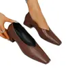 Sapatos Rasos Quadrados Tecidos Estilo Retrô de Encaixe para Mulheres, Novo Versátil para o Outono de 2025, Sapatos de Vovó para o Dia a Dia