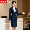 Traje profesional de otoño e invierno para mujeres para recepcionistas de hotel, ropa de trabajo de alta gama para camareros de restaurantes chinos y hoteles, rojo
