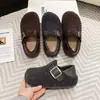 Zapatos Birkenstock para Mujer Grises Invierno Nuevo Estilo Lana Suela Gruesa Versátiles Bidireccionales Zapatos Peludos Calidez con Terciopelo Mocasines Zapatos de Algodón