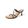 Zapatillas de Exterior Elegantes y Sexy con Lazo y Tacón de Aguja de Piernas Largas 2025 Verano Nuevas Sandalias de Punta Redonda y Punta Abierta para Mujer