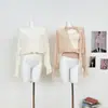 Diseño de doble cara, estilo casual, reversible, con cuello fluido, cintura plisada, blusa de gasa semitransparente 9165