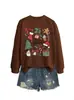 Amazon eBay Estação Independente Moda Casual Versátil Feminino Feliz Natal Árvore de Natal Moletom