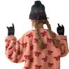 Guantes de Punto de Color Sólido para Invierno Estilo Han Feng Mismos que los de Bloggers Ins con Lazo de Cinco Dedos Guantes de Lana Lindos para Mujer