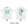 Nova camiseta VLONE JERRY Big V Smoke reflexiva solta de manga curta com flor de cerejeira para homens e mulheres, camiseta de casal de marca de rua, verão