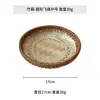 Cesta de almacenamiento de bambú hecha a mano al por mayor, redonda, de ratán y bambú, para postres, frutas secas, aperitivos y postres, plato de repostería zen chino.