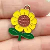 Accesorios para Joyería DIY de Aleación con Goteo de Aceite Colgante de Girasol Pulsera Llavero Colgante para Collar