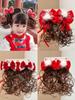 Horquilla para el pelo con lazo rojo para niña, accesorio para el pelo de Año Nuevo, estilo chino, de felpa, para el día de Año Nuevo