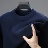 Suéter de Tricô de Lã com Forro de Fleece de Inverno Interior Composto Calcanhar Cor Grão Ao Veludo Luxo Leve Jacquard Tricô Espessado para Homens