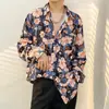 Camisa Floral Retrô Vintage Estilo Hong Kong para Homens e Mulheres Verão Tendência Marca Havaiana Despojada Cool Solta Camisa de Manga Longa Casaco para Casal