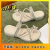 Sandalias de moda estilo hada, suaves, sin cordones, con falda, nuevas de verano 2025, estilo francés, con pedrería, para playa y uso exterior