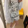 Algodón Nube Cuello Acanalado 2026 Verano-Otoño Pijama para Mujer Gato Kitty Top Shorts Sueltos Ligeros Ropa de Casa Moderna