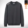 Sudadera con forro de polar para hombre, estilo otoño e invierno, cuello redondo, manga larga, corte holgado, top casual versátil, sin capucha