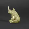Estátua Criativa de Rinoceronte Pequeno em Latão Ornatos de Cura Decorações de Mesa de Animais Pequenos Ornamentos Decorativos Personalizados