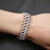 Pulsera Hip-Hop Europeo y Americano de Zirconia Completa de 20 mm para Hombres, Cadena Cubana Personalizada, Collar Cubano de Espinas de Moda, Joyería al por Mayor
