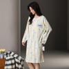 Outono Novo Algodão Manga Comprida Solto Plus Size Simples Pijamas Outwear Comprimento Médio Doce Camisola Roupas Femininas Para Casa