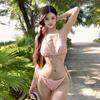 Traje de baño de celebración de Internet para mujer 2025, nuevo conjunto de bikini de tres piezas, falda de vacaciones de aguas termales dividida, sentido de alta gama