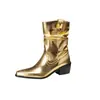 Botas talla 32-48, botas de montar de punta estilo europeo y americano para mujer, botas simples de media pantorrilla para commuting, botas para mujer transfronterizas de comercio exterior
