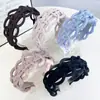 Diadema Trenzada Ancha Estilo Coreano, Diadema Súper Ancha, Diadema de Corona Alta, Pinza para el Cabello para Lavarse la Cara, Diadema Color Café con Leche para Mujer