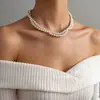 Collar de Perlas con Abalorios de Pedrería Transfronterizo Europeo y Americano Cadena para Clavícula Simple de Moda Exquisito de Gama Alta Versátil Accesorios para Collares Venta al por Mayor