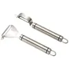 Descascador Aço Inoxidável 304 2 Estilos | 19cm 67g / 21cm 64g | Cabo Ergonômico | Entalhe Embutido | Lâmina Curva | Bordas Lisas | Grau Alimentício | Ferramenta de Cozinha Profissional para Restaurante Casa