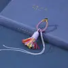 Chaveiro Anel de Nó de Diamante com Borla de Algodão do Xizang Corda de Cinco Cores Pingente Pulseira DIY Feita à Mão Joia
