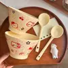 Color Bajo Vidriado Cerámica Hogar Dormitorio Rubor Cereza Gato Ins Corazón Femenino Bol de Arroz Bol de Yogur Bol de Postre Bol para Huevo al Vapor