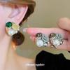 Pendientes de flor de rosa con perla artificial y aguja de plata, pendientes de temperamento elegante de moda francesa, pendientes de personalidad de alto sentido