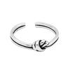Anillo abierto con nudo retro personalizado de plata de ley S925, estilo coreano, elegante, sencillo, con forma de nudo, para mujer