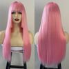 Peluca de Pelo Ji Más Vendida de Animación Cabello Largo Liso Cubierta de Cabeza Completa Europea y Americana Colorida Simulada Cabello Largo Cubierta de Cabeza Completa Imagen Puede Ser Autorizada