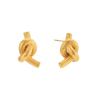 Pendientes de botón exagerados con nudo y botón cepillado, venta caliente transfronteriza europea y americana, pendientes de acero inoxidable chapado en oro de 18 quilates, joyería