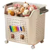 Caja de almacenamiento para juguetes infantiles con ruedas, gran capacidad, organizador para muñecas de bebé, caja de almacenamiento para el hogar para bloques de construcción y bocadillos