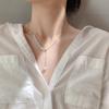 Collar Choker de Espiga de Trigo Plateado 925 con Perla Artificial para Mujer, Collar Geométrico Simple y Elegante