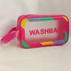 Bolsa de Cosméticos Transparente com Borda Colorida Fosca Personalizada, Simples, Portátil, À Prova d'Água, Necessaire, Cosméticos de Viagem, Armazenamento de Grande Capacidade