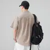 Ropa de Hombre Xintang 2026 Verano Nueva Camisa de Cuadros para Hombre, Estilo Retro Japonés, Chaqueta Camisa Casual con Cuello Campana para Jóvenes