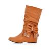 Yingmeier Cabeza Redonda Interior Botines Individuales Lazo Moda Botas Medias 3 Tallas Calzado de Mujer Talla 50 Grande