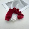 Estilo Princesa Francesa Terciopelo Perlas Anillo para el Pelo Intestino Grueso Cuerda para el Pelo Bola de Grado Alto Bajo Cuerda para el Pelo Elegante Accesorios para el Cabello Tendones de Goma para Mujer