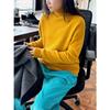 Lou Fu Invierno Nuevo Estilo Coreano Moda Multicolor Lana Quan Cuello Alto Camiseta Base Suave Cera Agradable a la Piel Adelgazante Top para Mujer