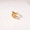 Anillo Abierto Geométrico de Acero Inoxidable con Circonita Transfronterizo Europeo y Americano Lujo Ligero Moda de Gama Alta Joyería Versátil de Personalidad