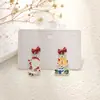 Pendientes navideños de diamantes con dibujos animados, transfronterizos europeos y americanos, pendientes asimétricos de alta gama para mujer, decoraciones navideñas