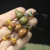 Sándalo verde palisandro calabaza llavero de coche hecho a mano sólido Fulu colgante accesorios colgante joyería al por mayor