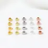 Ouro Real 18K Terminal de Crimpagem Plano Contas Redondas Pulseira Contas de Posicionamento Fio de Aço Corda Pulseira DIY Colar Fecho de Pressão B93