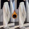 Pantalones de Maternidad Estilo Otoño Invierno Ropa Exterior 2026 Estilo Nuevo Felpa Plus Pantalones Casuales de Pierna Ancha Tallas Grandes Soporte Abdominal Deportivos Pantalones Banana