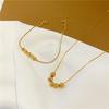 Explosiones Acero de Titanio Wufu Linmen Collar Flor de Coche Collar de Cuentas de Transferencia de Amor Hombre Pequeño Cintura Conejo de Jade Collar de Clavícula