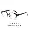 Gafas Lisas Estilo Retro Coreano Ovaladas Ojo de Gato Marco Negro, Se Pueden Personalizar con Lentes Graduados, Adecuadas para Caras Grandes, Efecto Adelgazante, Modelo para Mujer